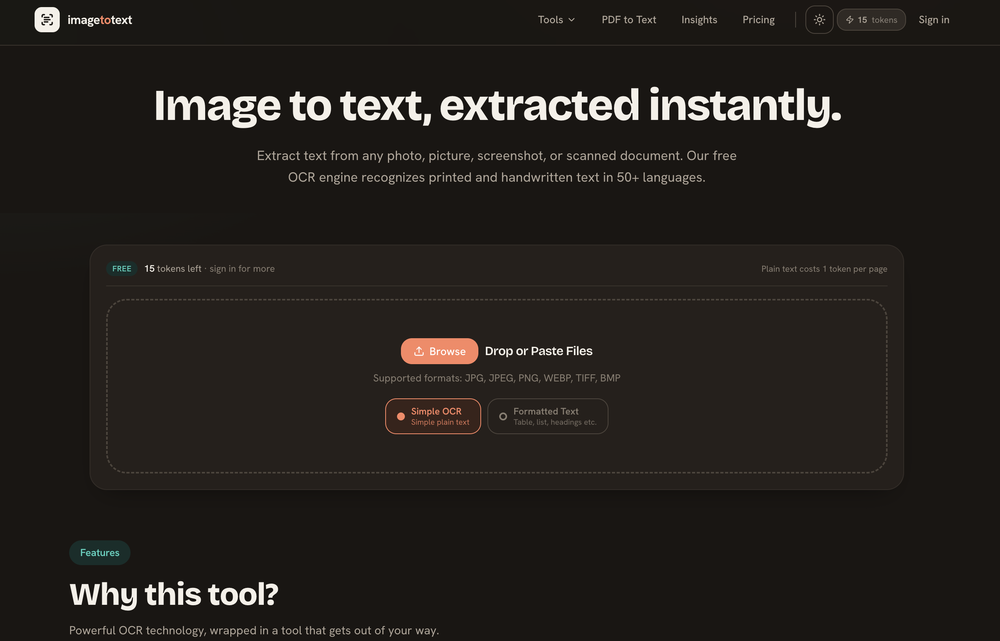 Image to Text Online website