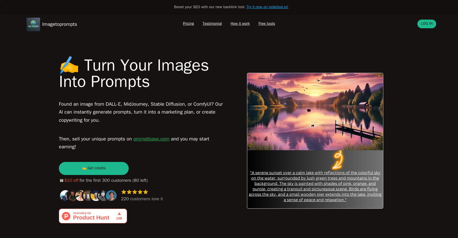 Imagetoprompts website