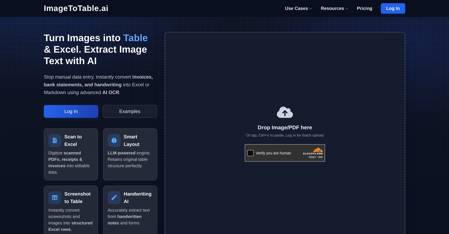 ImageToTable.ai website