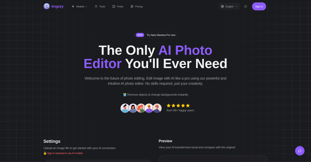 Imgezy | AI Photo Editor website