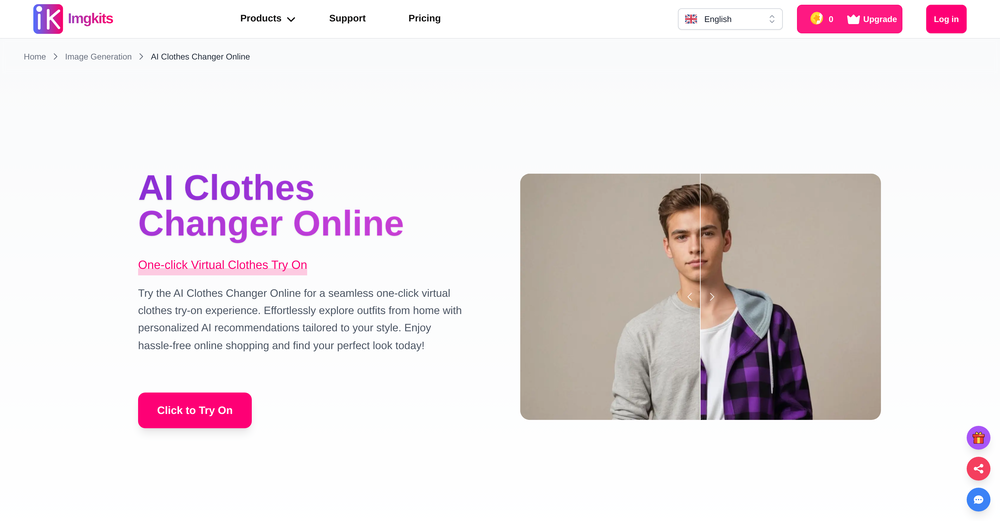 ImgKits AI Clothes Changer website