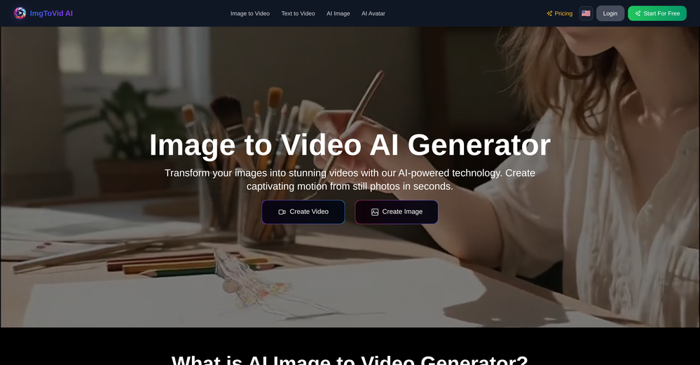 ImgToVid AI website