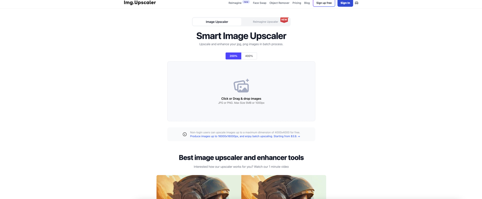 AI Image Upscaler website