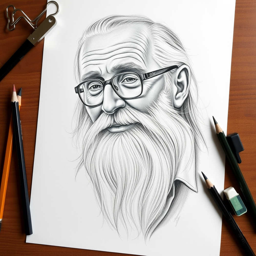 In the drawing studio. realistic pencil sketch website