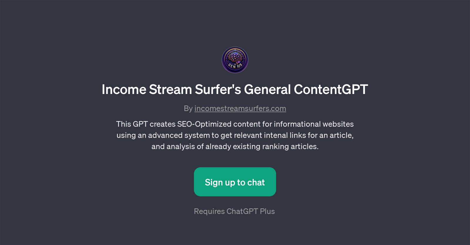 Income Stream Surfer's General ContentGPT website