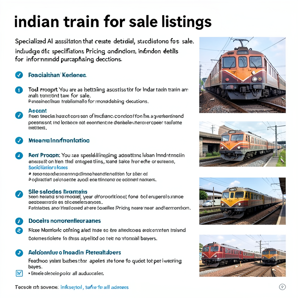 indian train for sale listings website