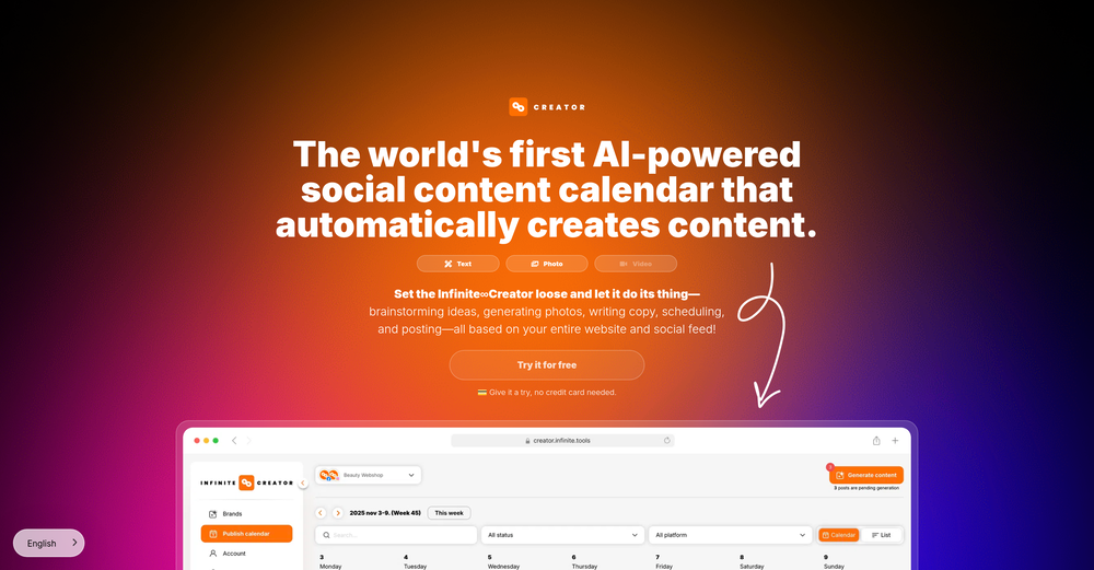 Infinite∞Creator website