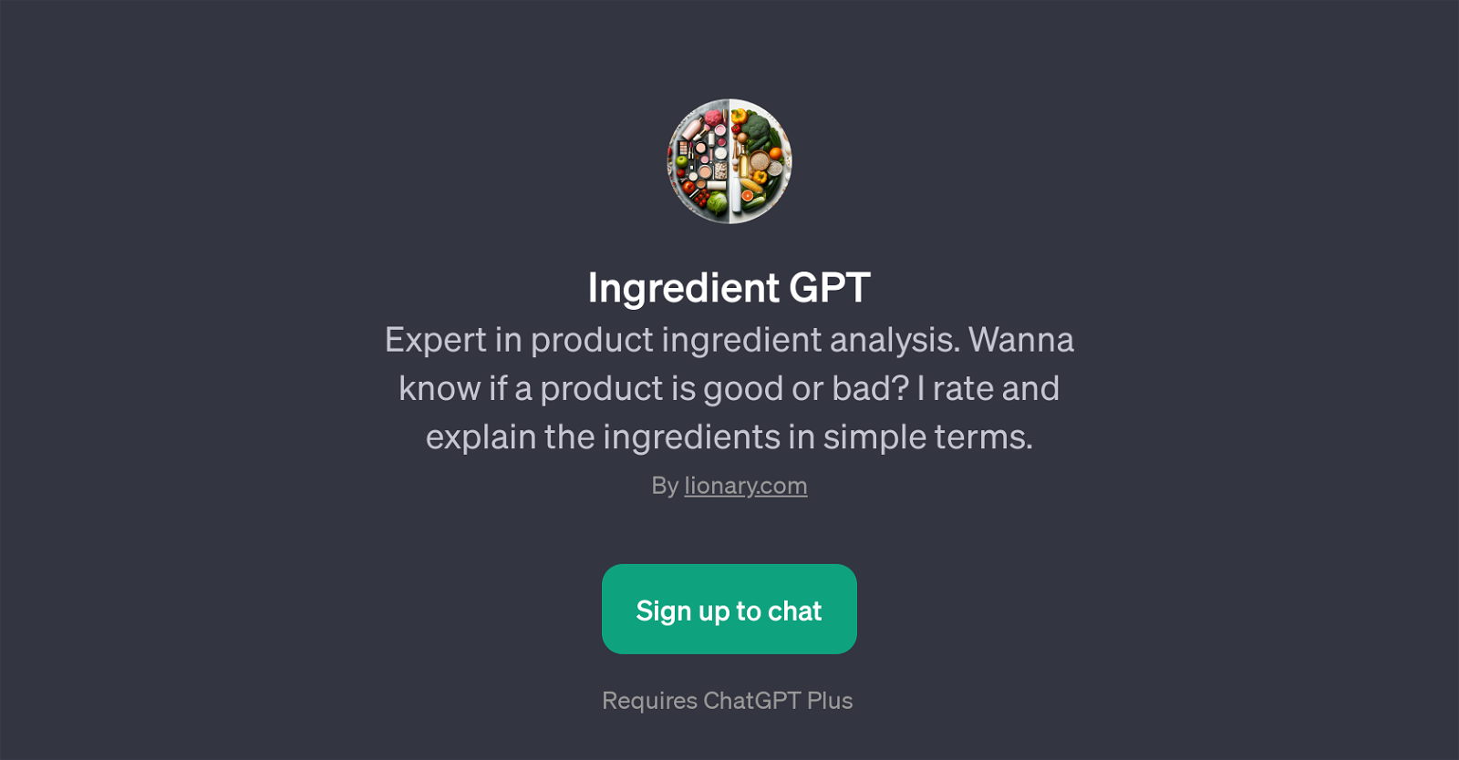 Ingredient GPT website