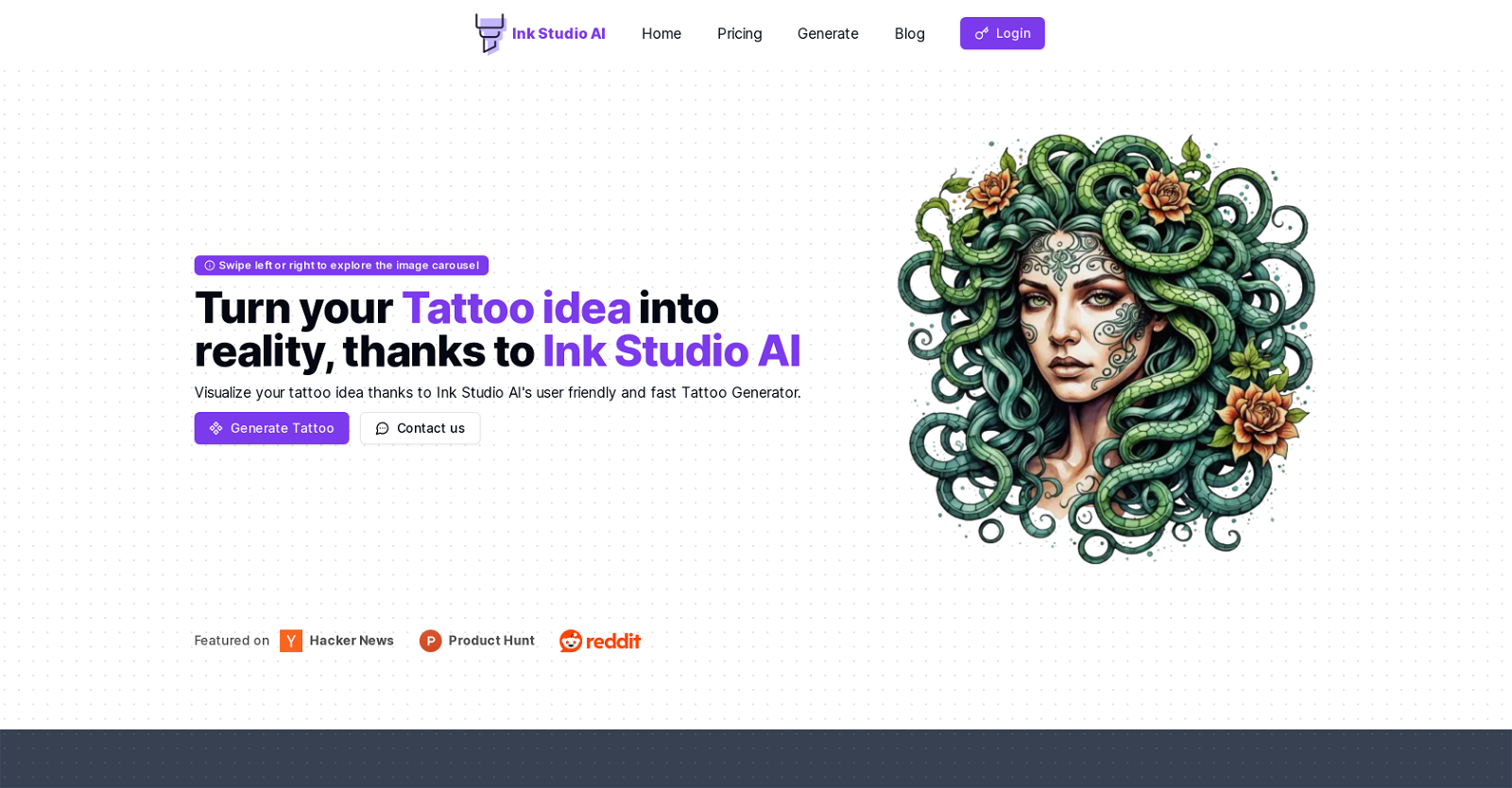 Ink Studio AI website