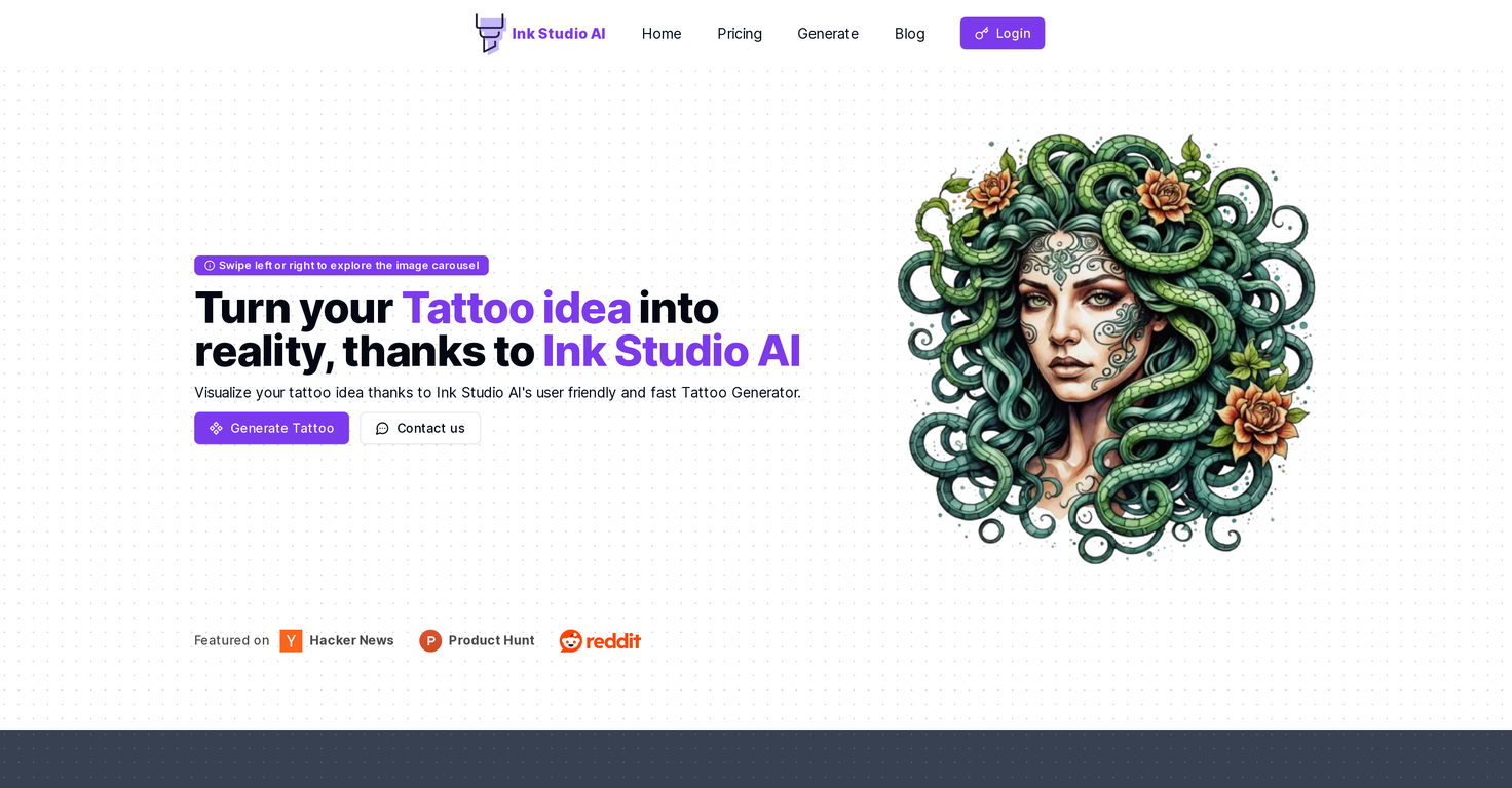 Ink Studio AI website