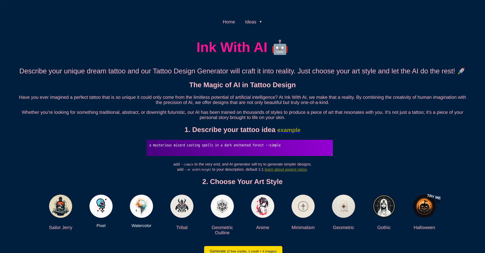 Ink With AI website