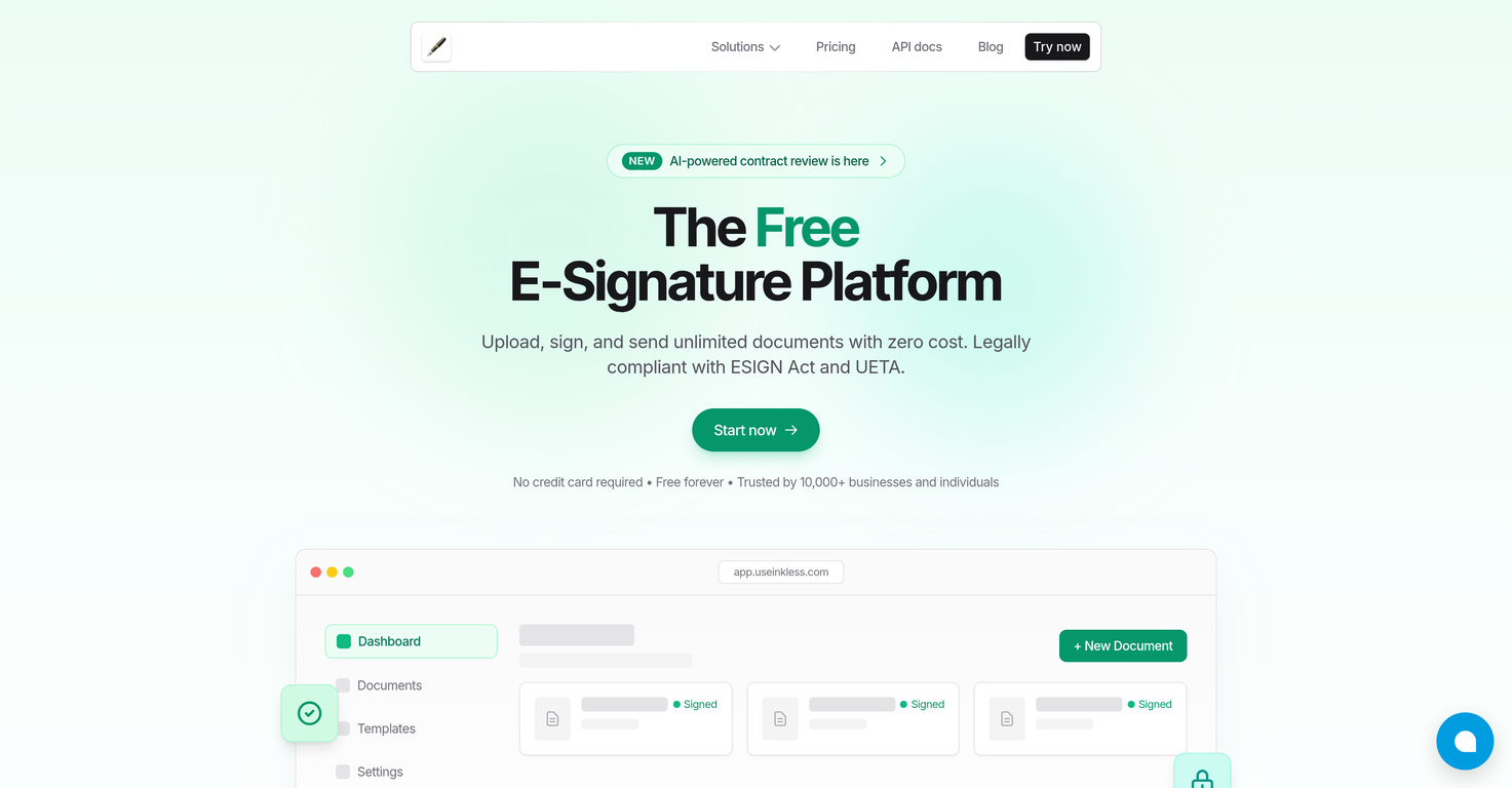Inkless website