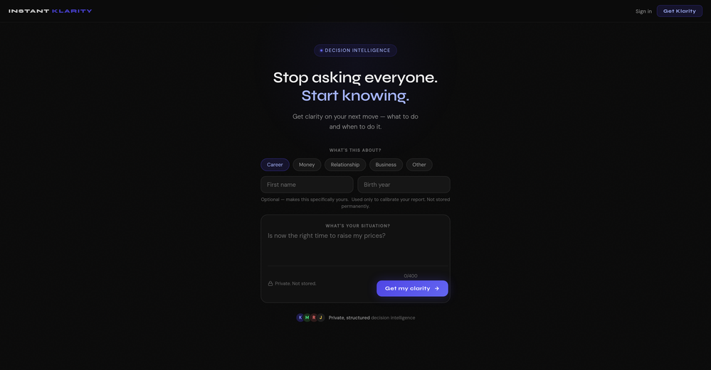 Instant Klarity website