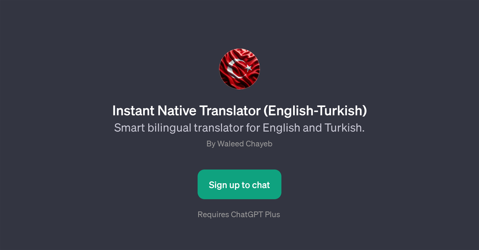 Instant Native Translator (English-Turkish) website