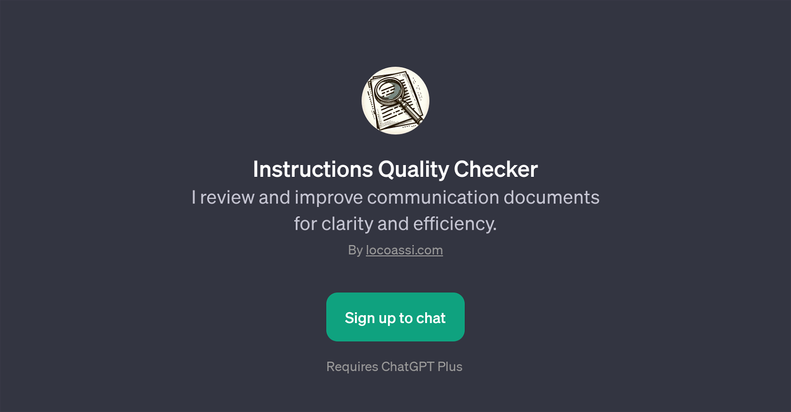 Instructions Quality Checker website