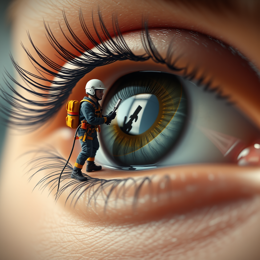 interacting with a giant human eye - (Free, No Signup AI Tool)