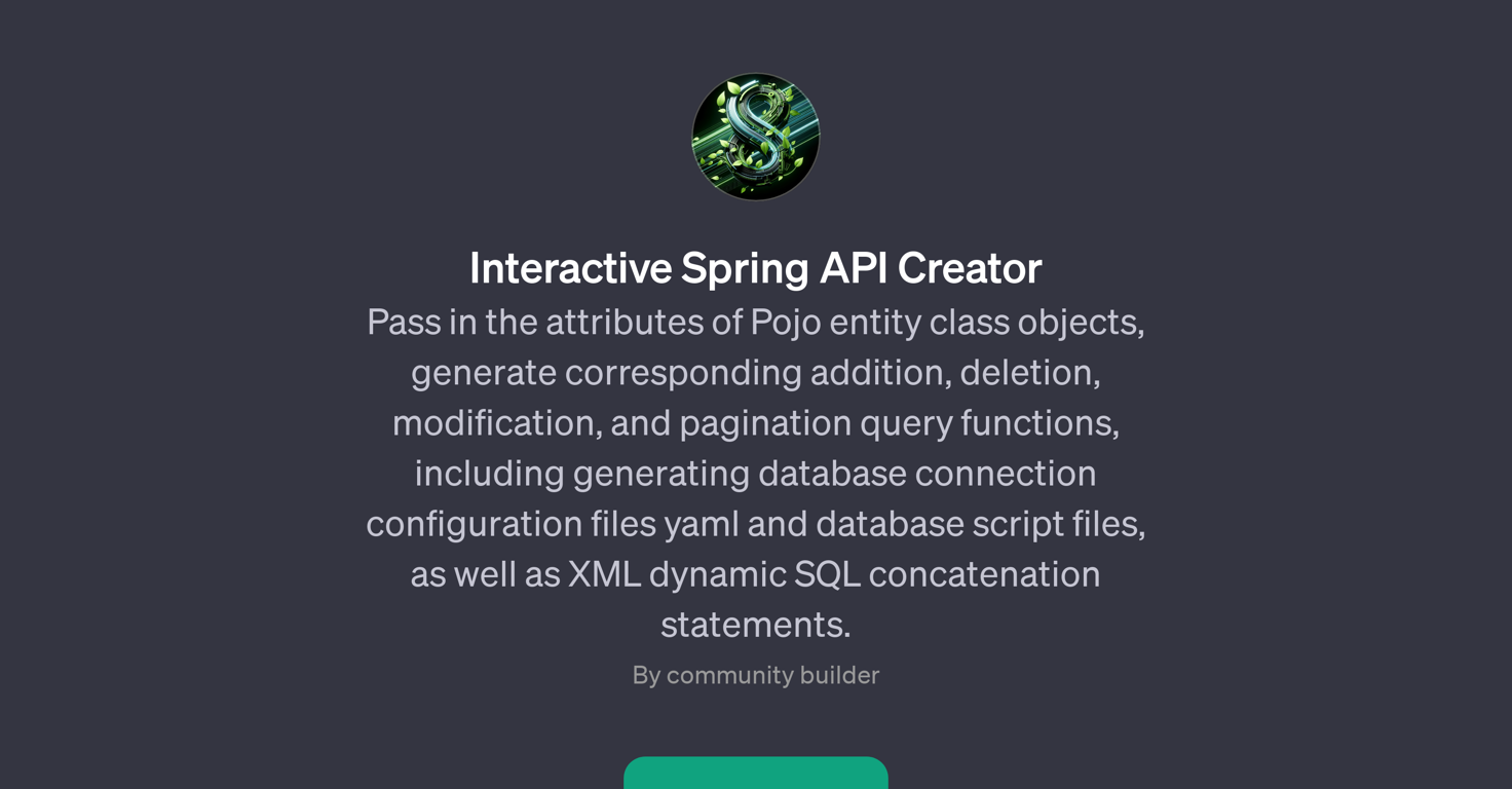 Interactive Spring API Creator website
