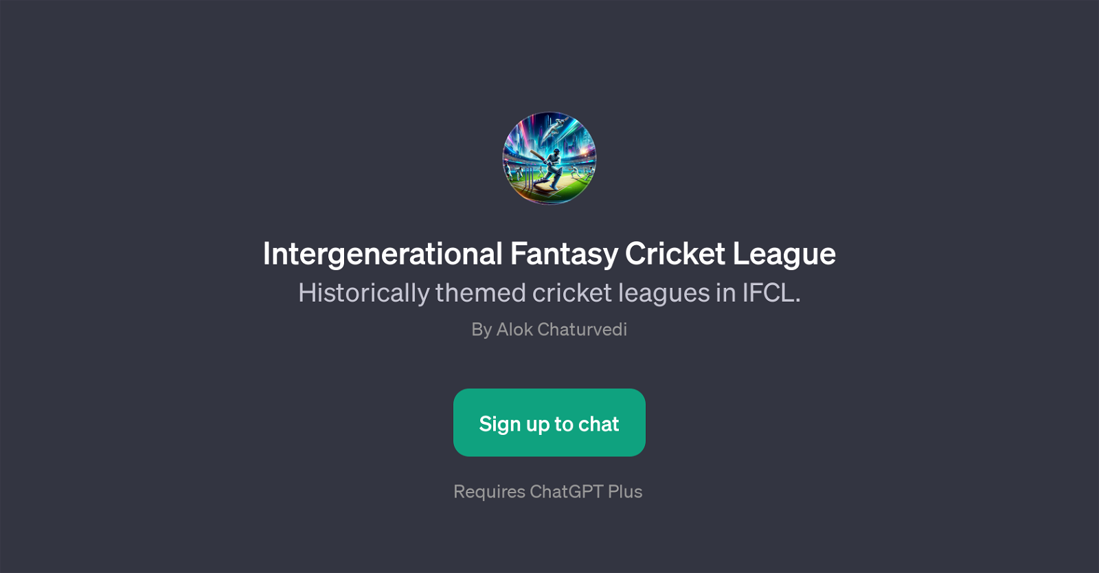 Intergenerational Fantasy Cricket League website