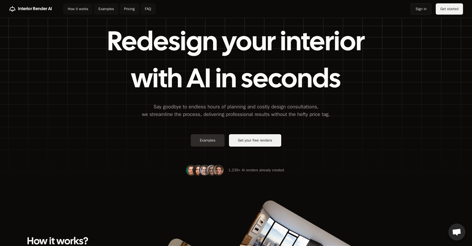 Interior Render AI website