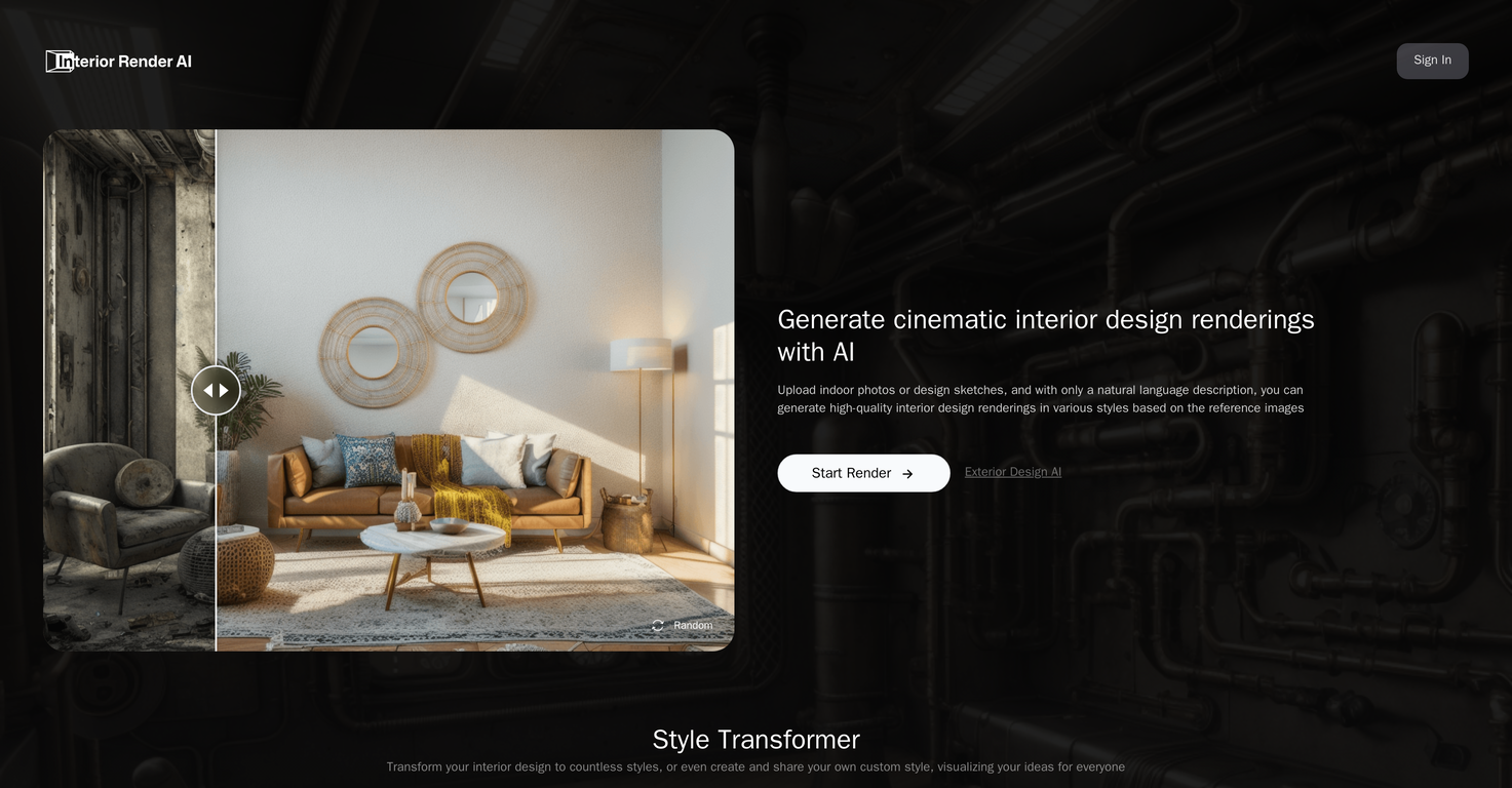 InteriorRenderAI website