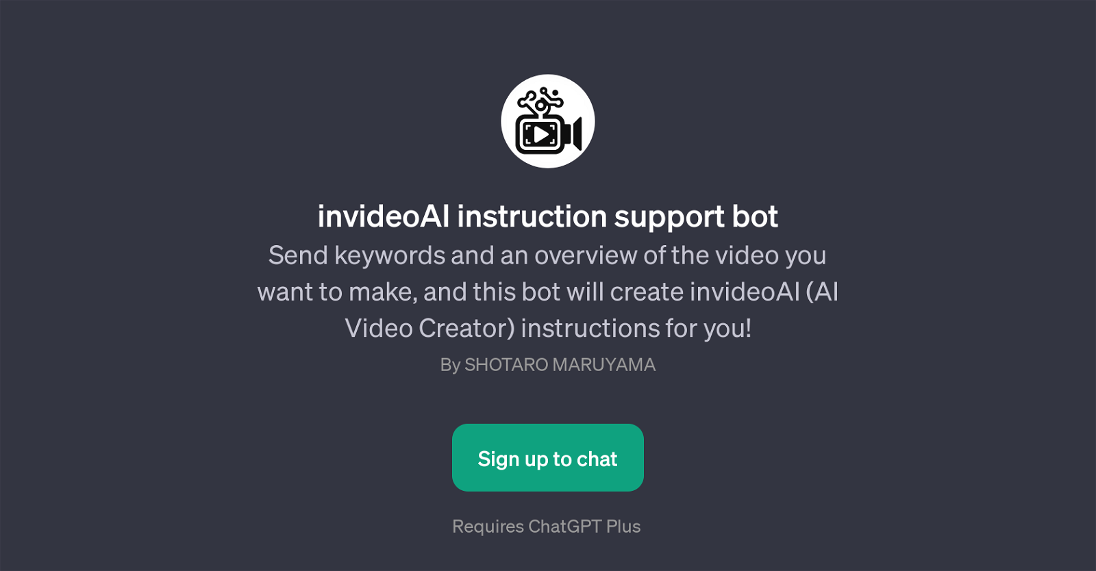 invideoAI instruction support bot website