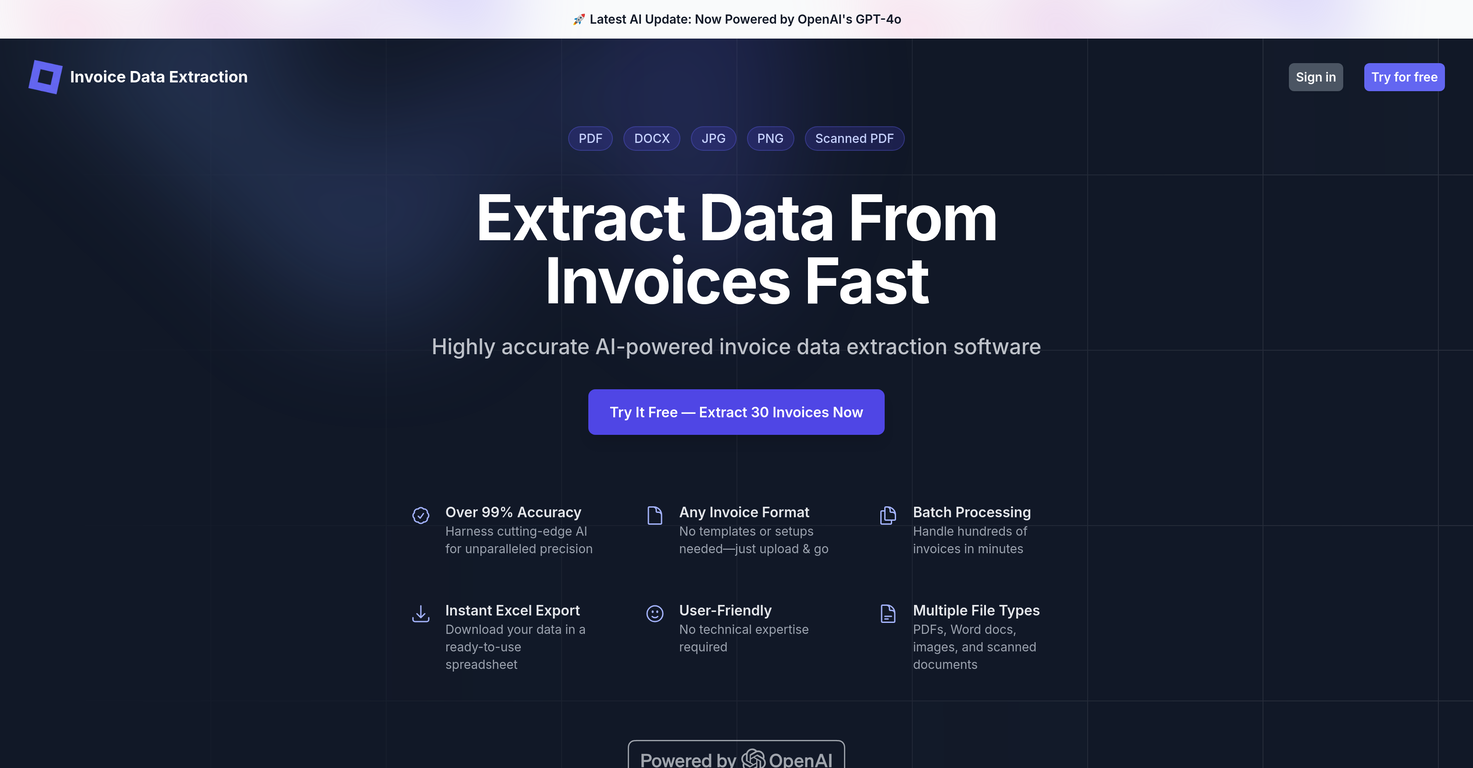 InvoiceDataExtraction website
