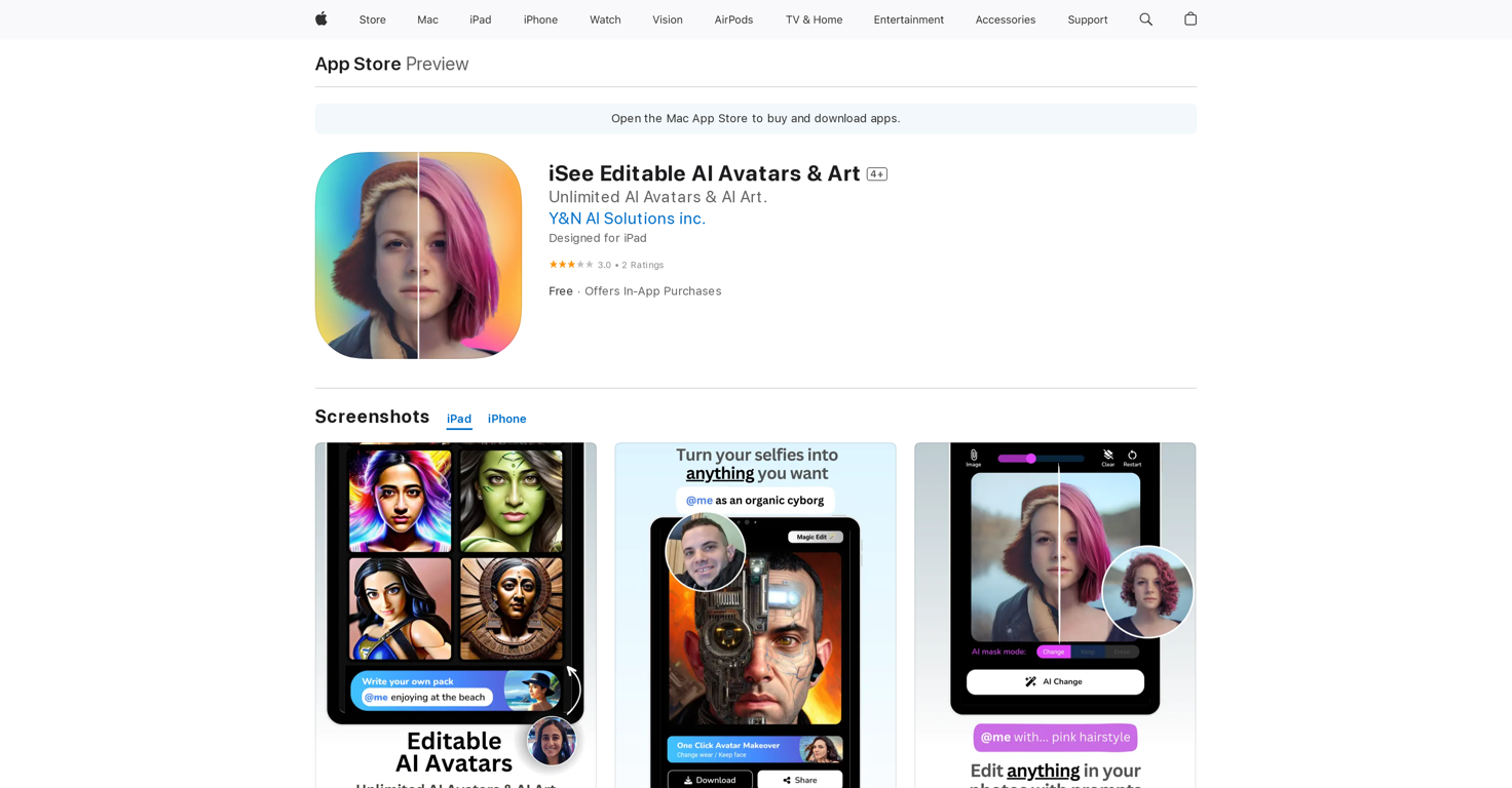iSee Editable AI Avatars & Art website