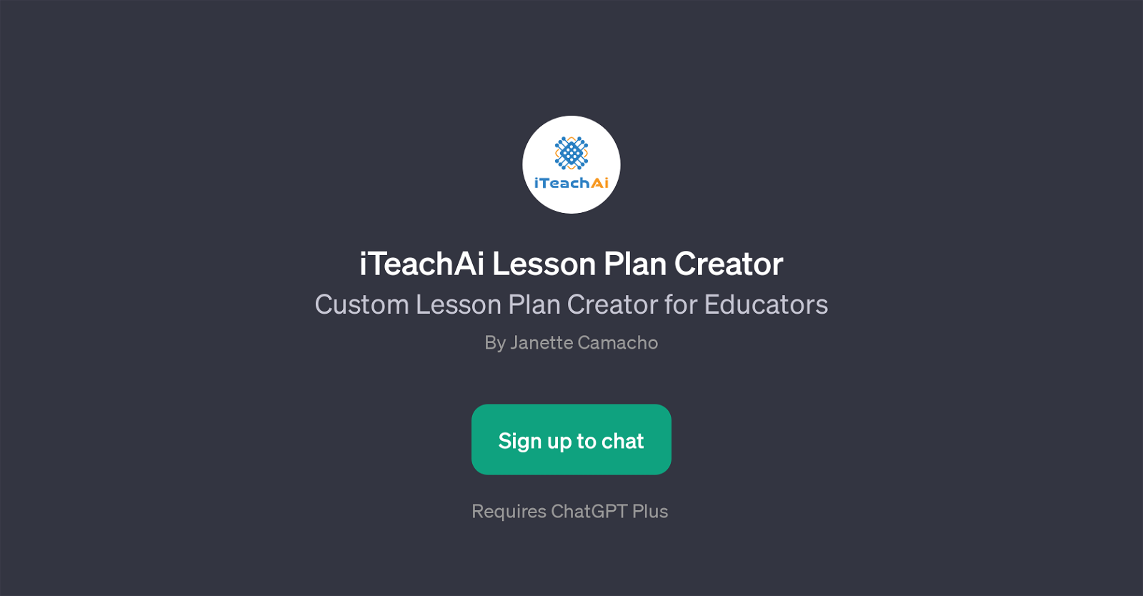iTeachAi Lesson Plan Creator website