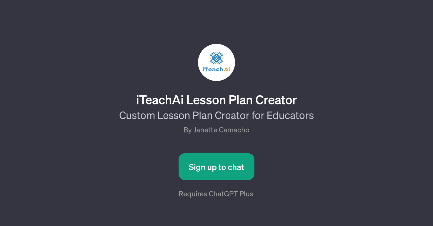 iTeachAi Lesson Plan Creator website