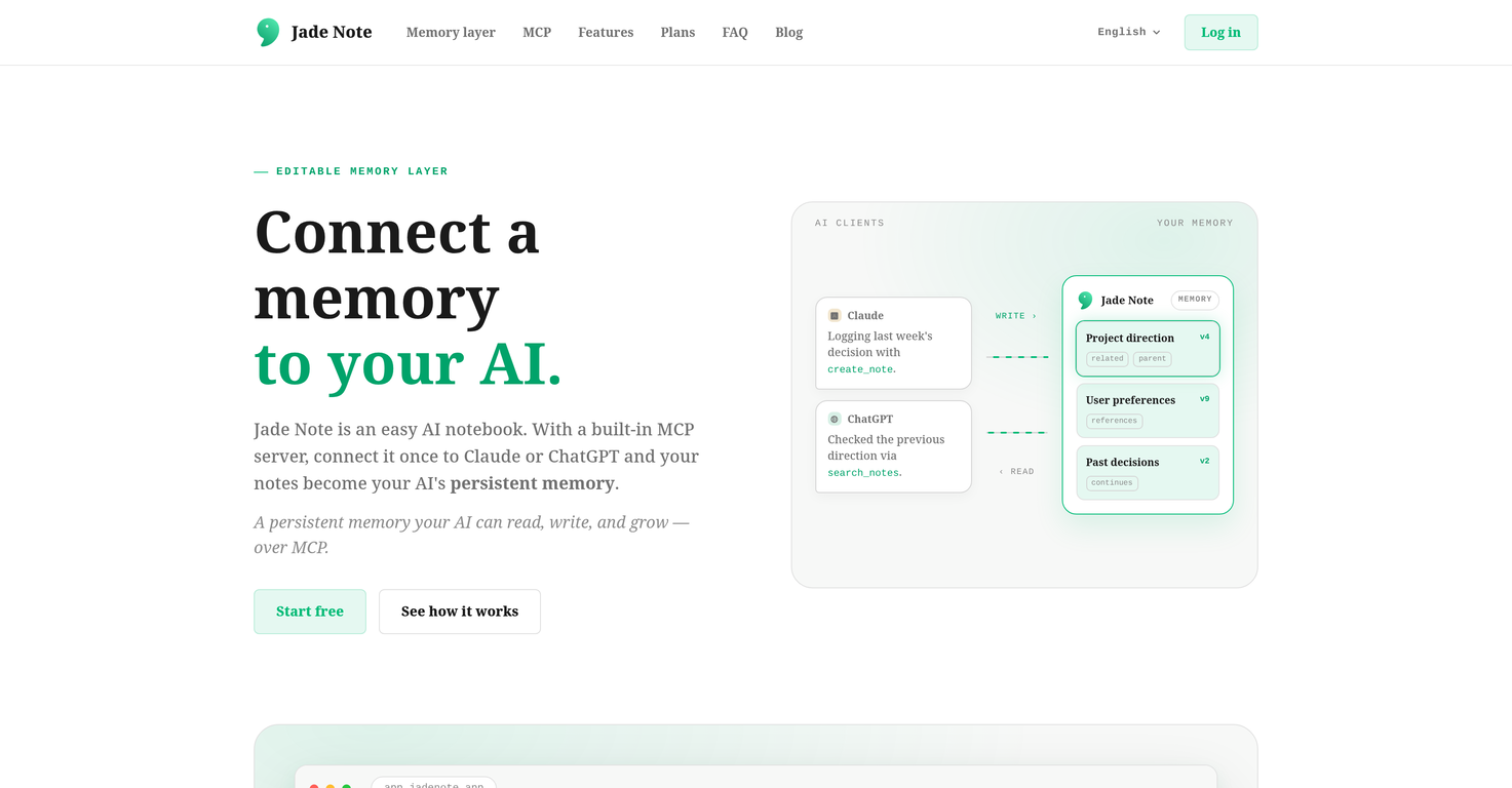 Jade Note website