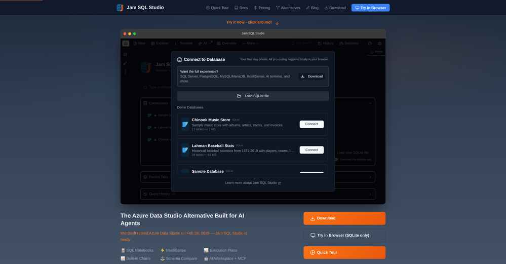 Jam SQL Studio website