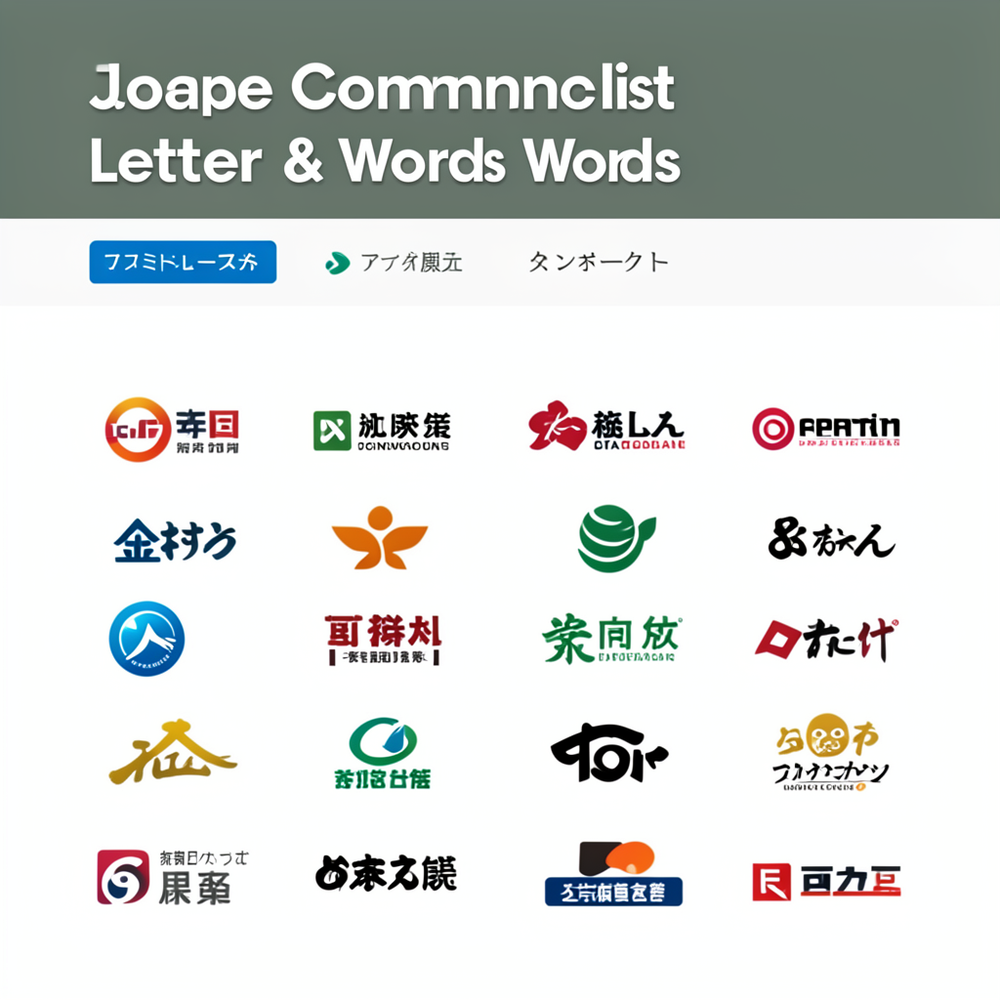 Japanese commercial logos list letter & words text website