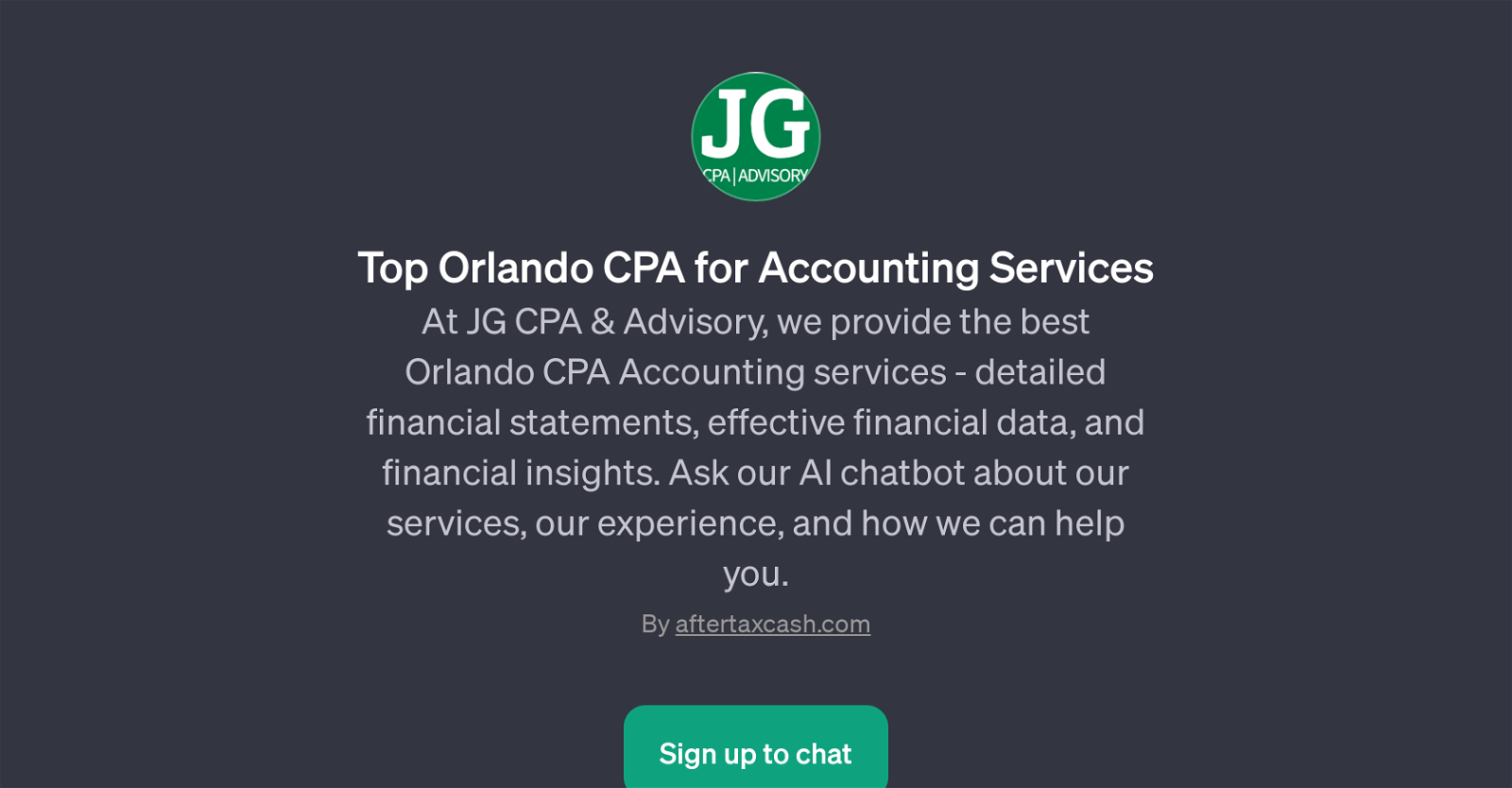 JG CPA & Advisory AI Chatbot website