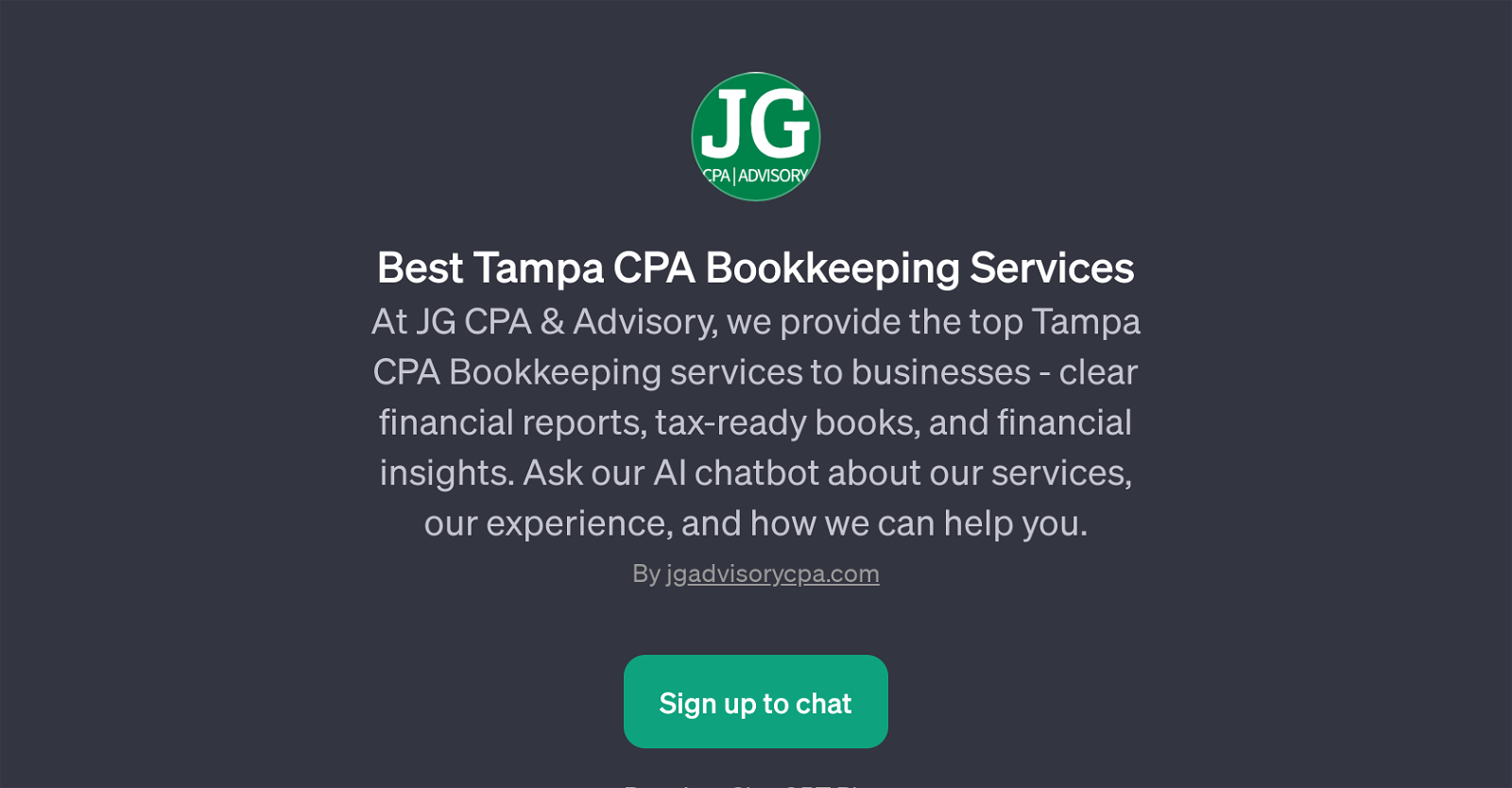 JG CPA & Advisory AI Chatbot website