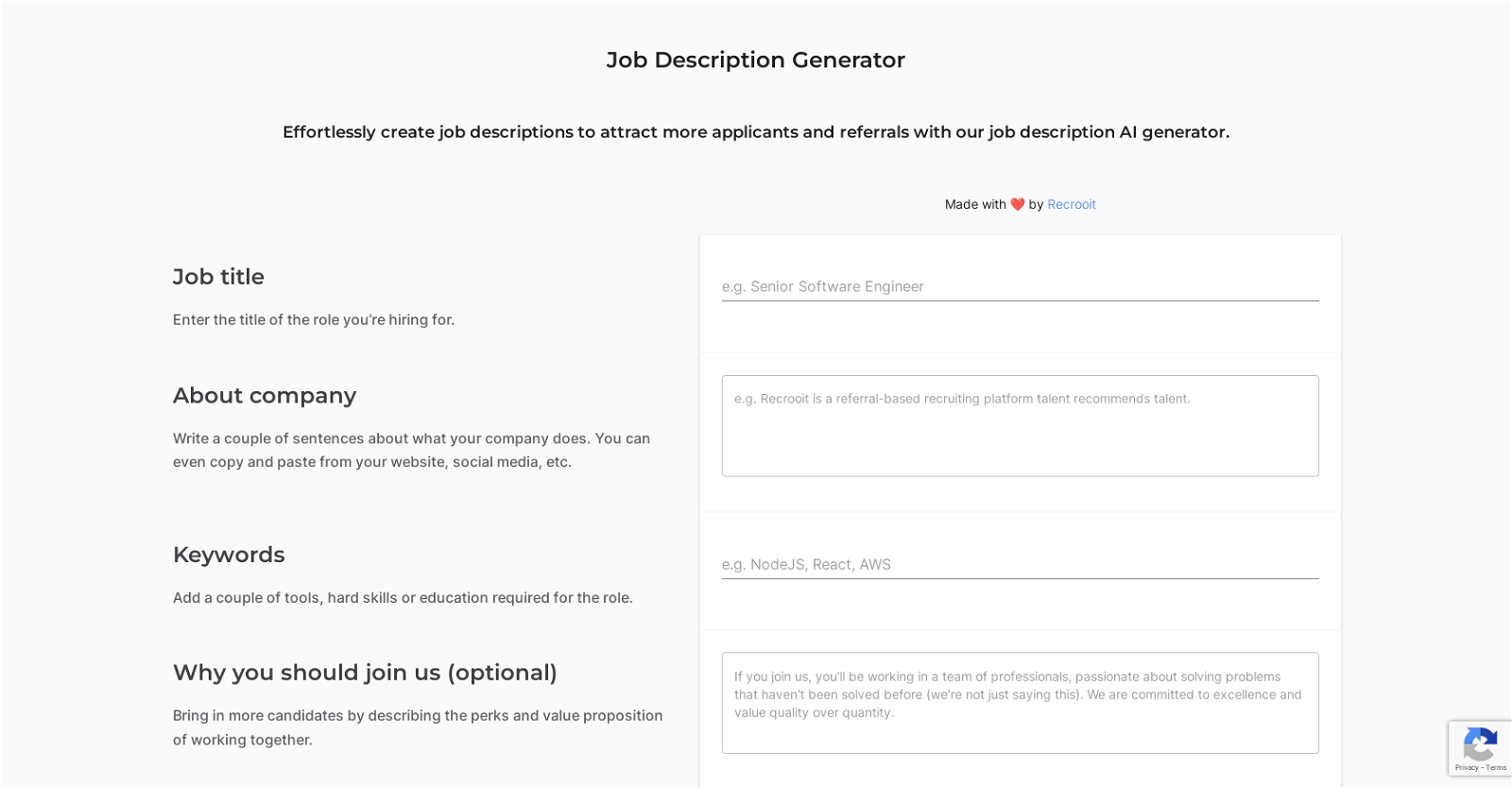 Job Description Generator website