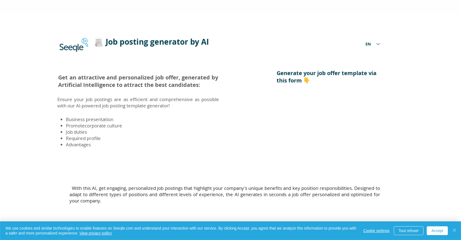 Job posting generator by AI website