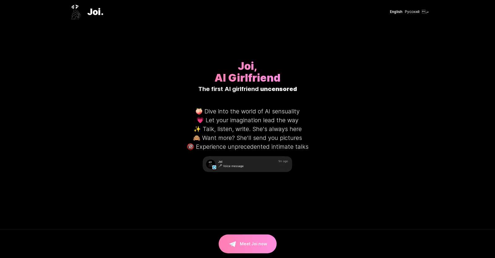 Joi, AI Girlfriend (18+) website