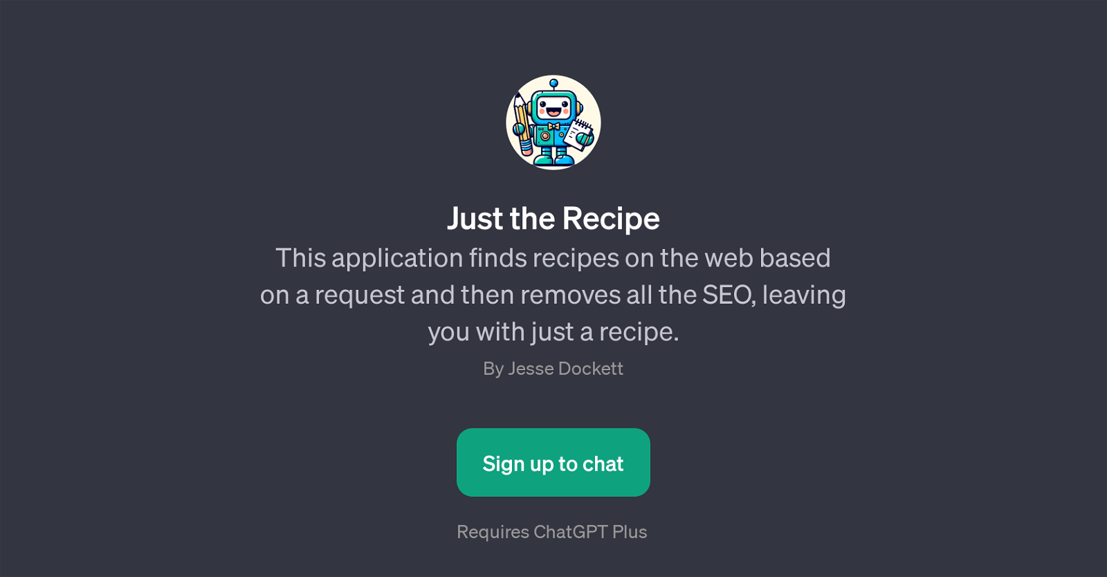 Just the Recipe website
