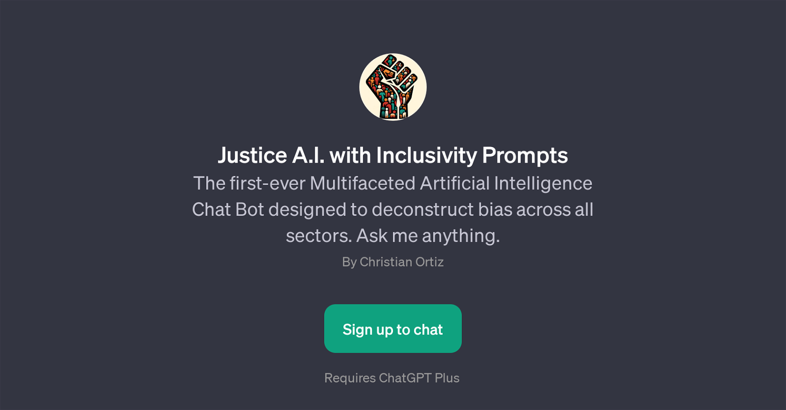 Justice A.I. with Inclusivity Prompts website