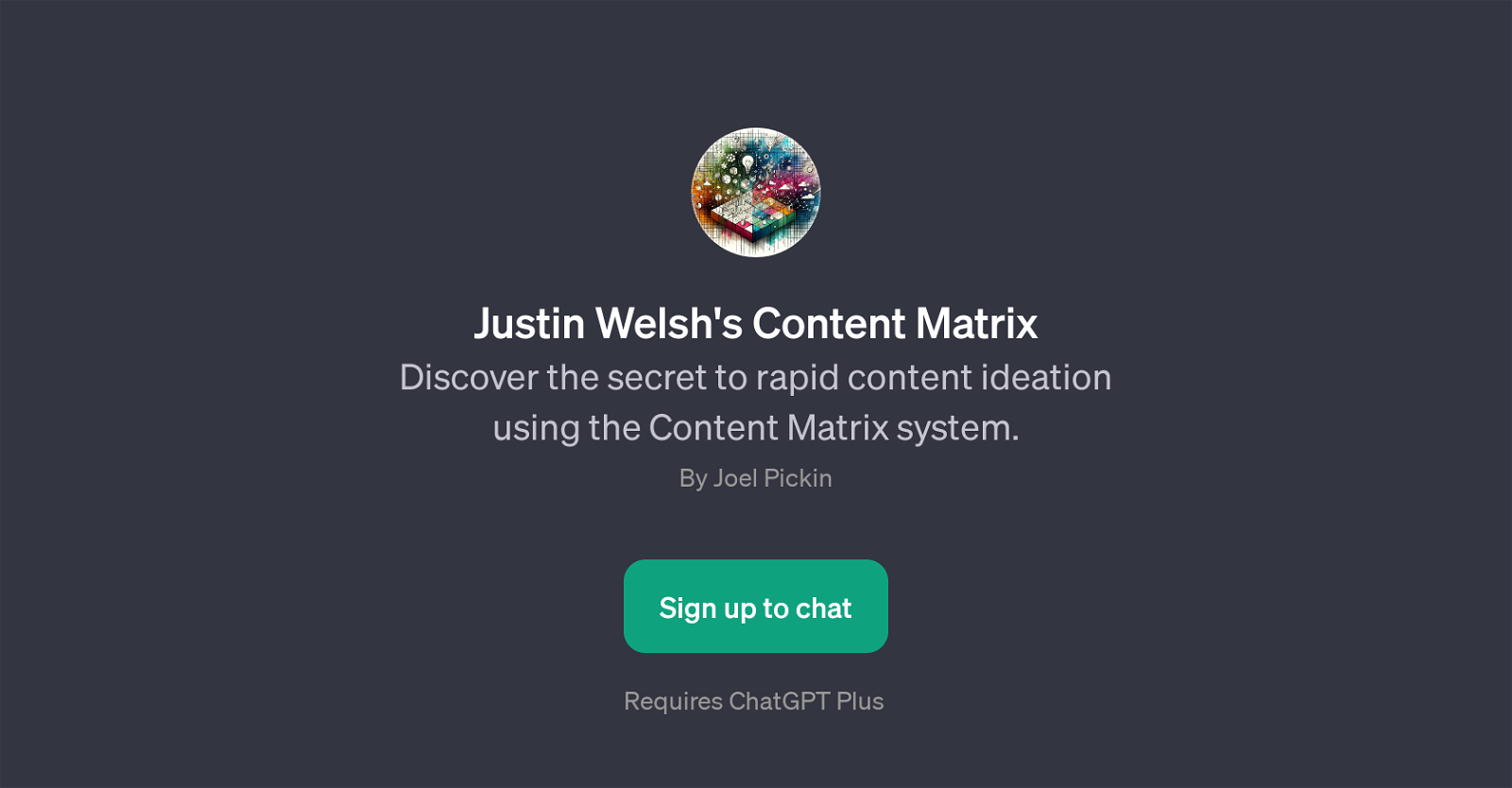 Justin Welsh's Content Matrix website