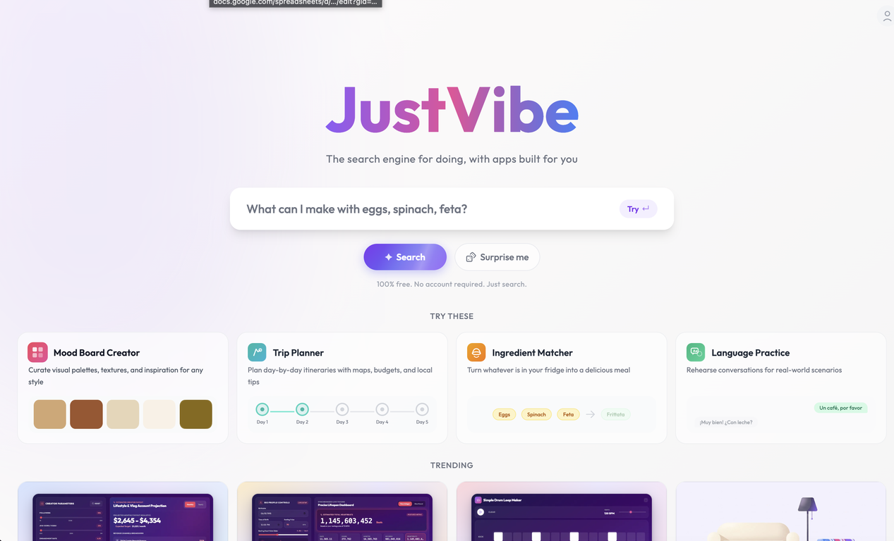 JustVibe website