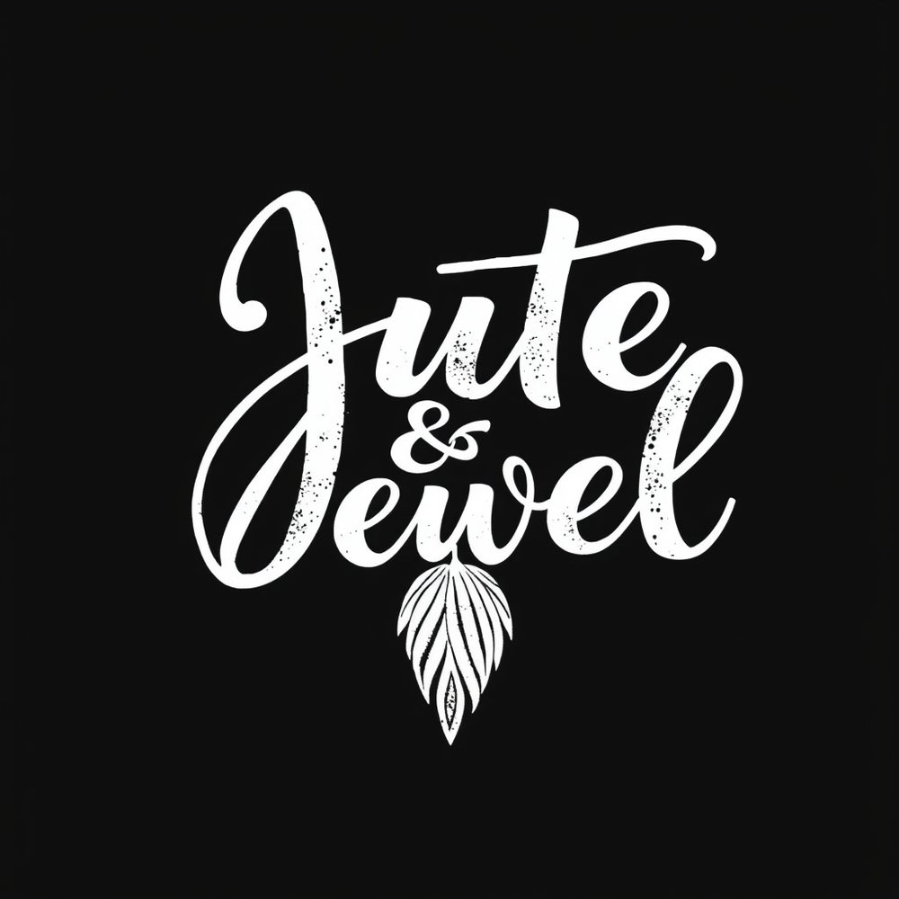 "jute & jewel" calligraphy logo black and white website