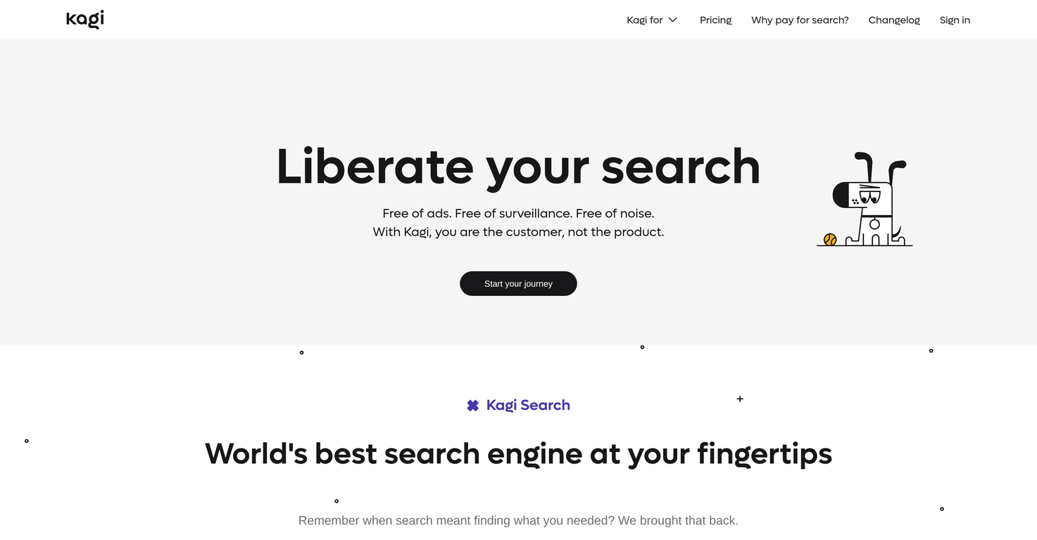 Kagi Search website