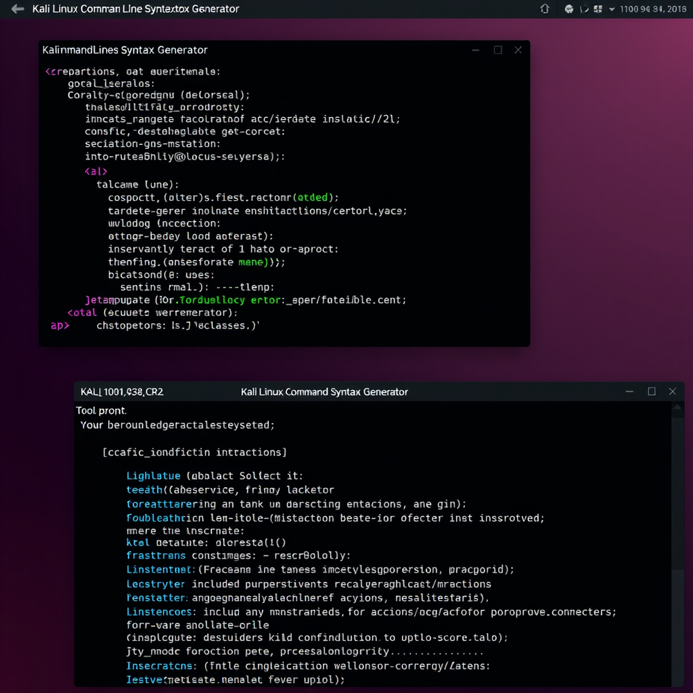 Kali Linux Command Line Syntax Generator website