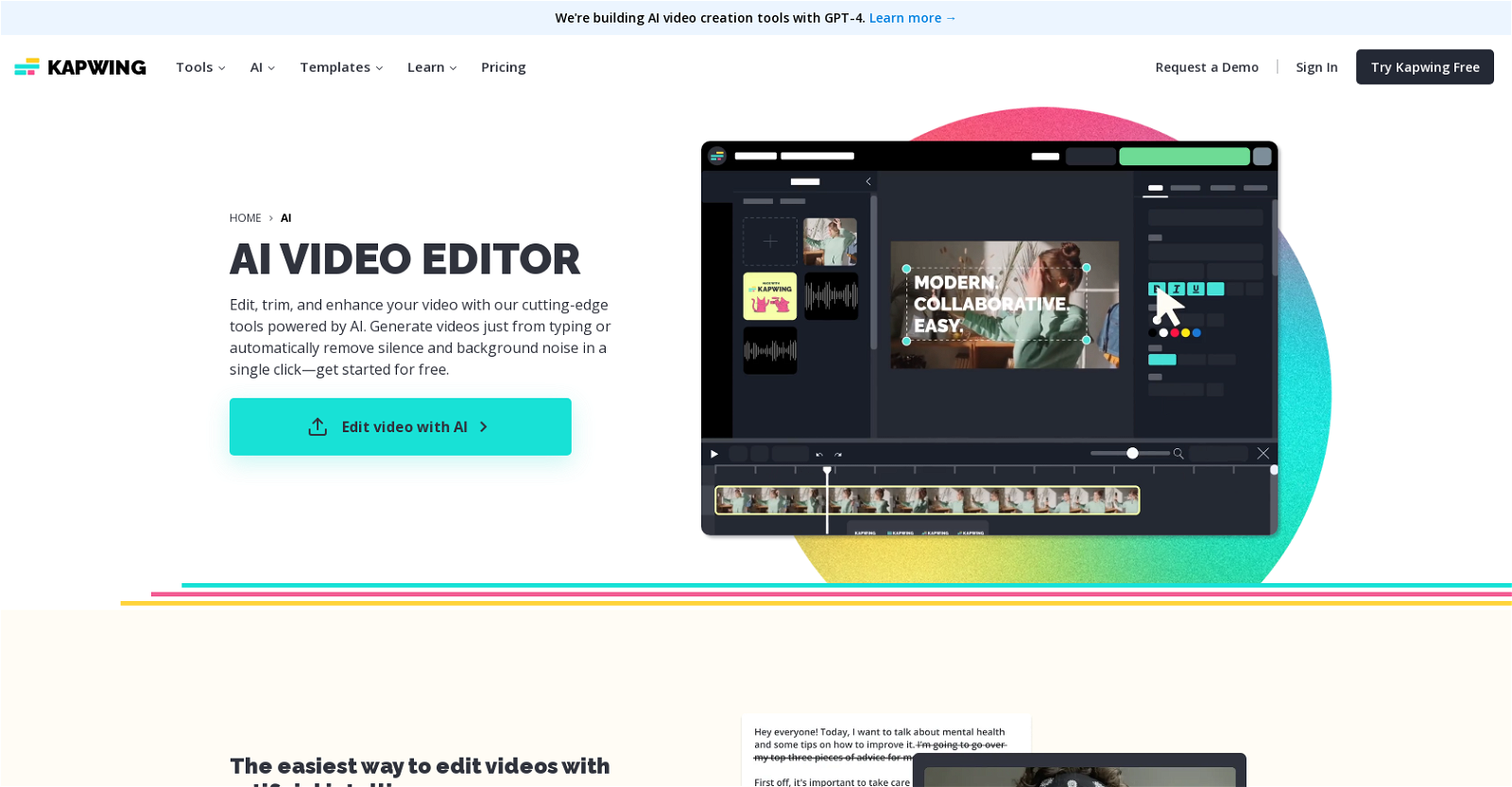 Kapwing Video Editor website