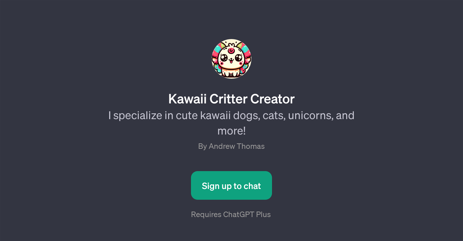 Kawaii Critter Creator website