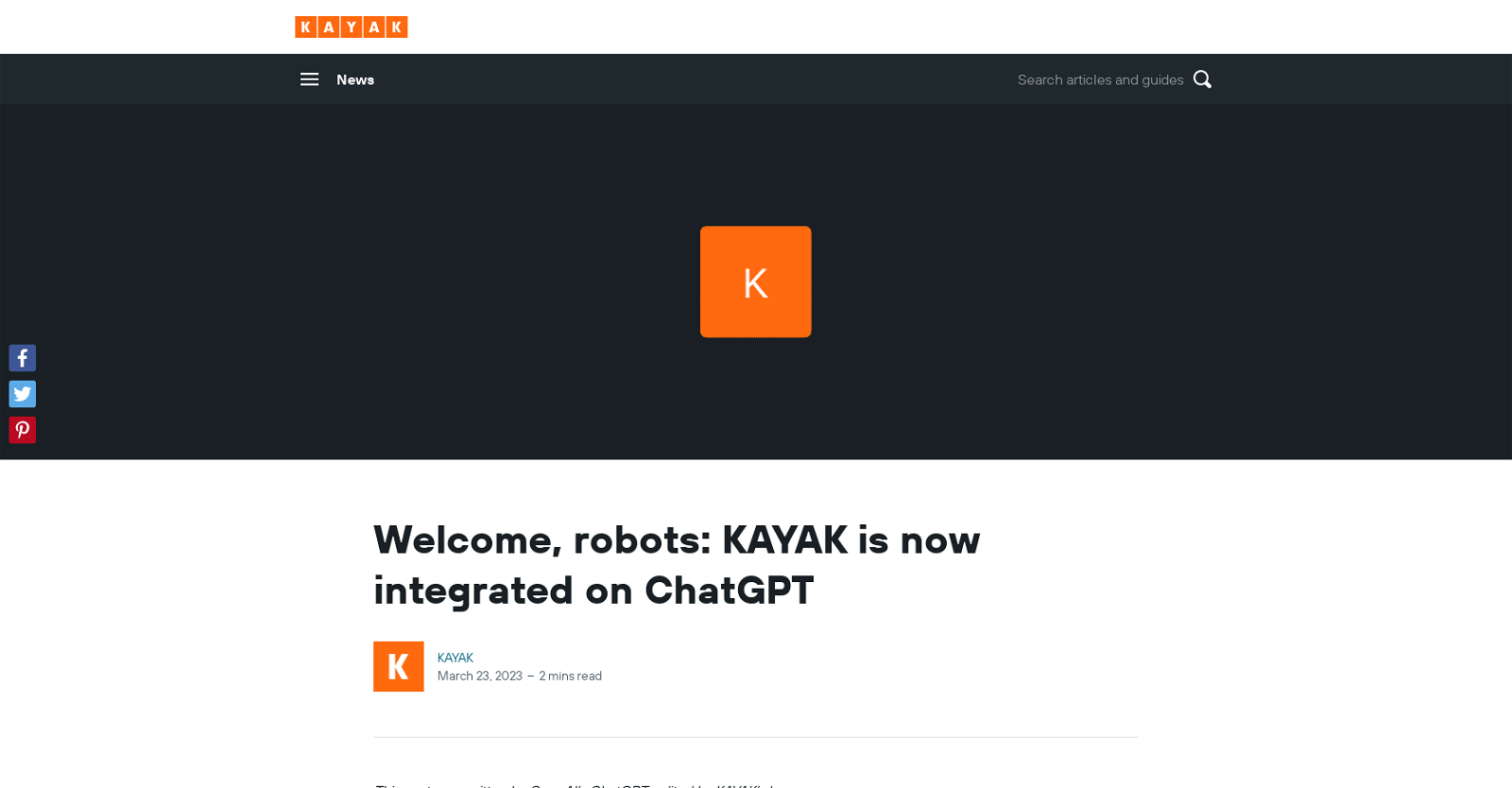 Kayak ChatGPT plugin website