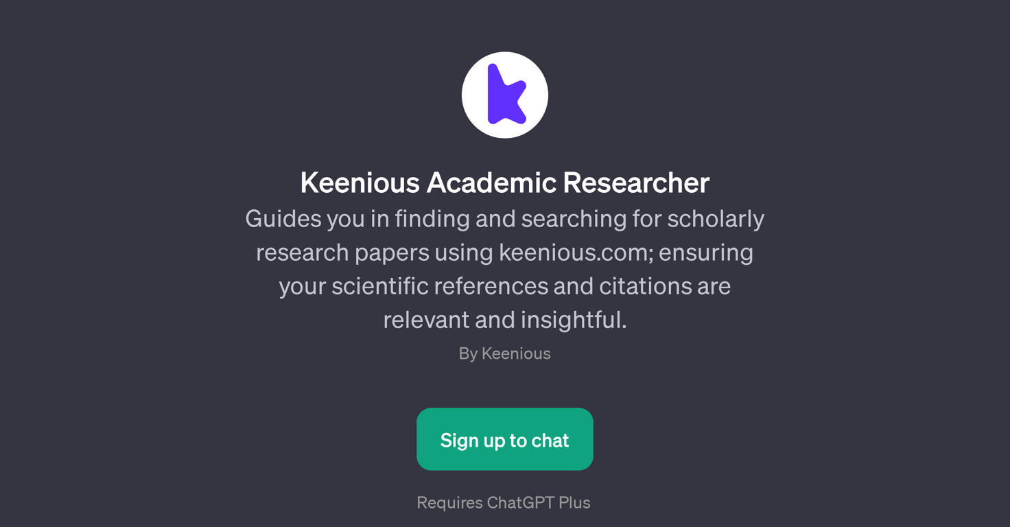 Keenious Academic Researcher website