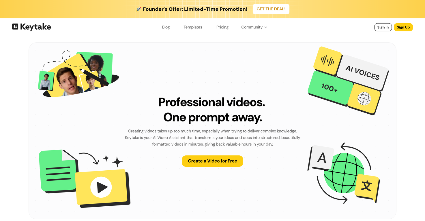 Keytake - AI Video Editor website