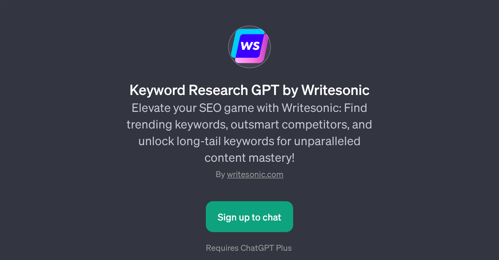 Keyword Research GPT by Writesonic website